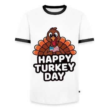 Lustiger Thanksgiving Truthahn - Männer Kontrast-T-Shirt - Weiß/Schwarz - Vorne - AI Model Female 172 light (172cm) & AI Model Male 178 dark (178cm)