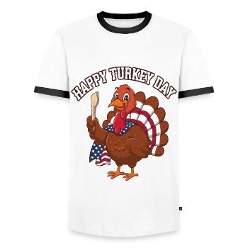 Lustiger Thanksgiving Truthahn - Männer Kontrast-T-Shirt - Weiß/Schwarz - Vorne - AI Model Female 172 light (172cm) & AI Model Male 178 dark (178cm)