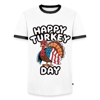 Lustiger Thanksgiving Truthahn - Männer Kontrast-T-Shirt - Weiß/Schwarz - Vorne - AI Model Female 172 light (172cm) & AI Model Male 178 dark (178cm)
