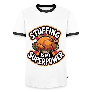 Lustiger Thanksgiving Truthahn - Männer Kontrast-T-Shirt - Weiß/Schwarz - Vorne - AI Model Female 172 light (172cm) & AI Model Male 178 dark (178cm)