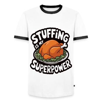 Lustiger Thanksgiving Truthahn - Männer Kontrast-T-Shirt - Weiß/Schwarz - Vorne - AI Model Female 172 light (172cm) & AI Model Male 178 dark (178cm)