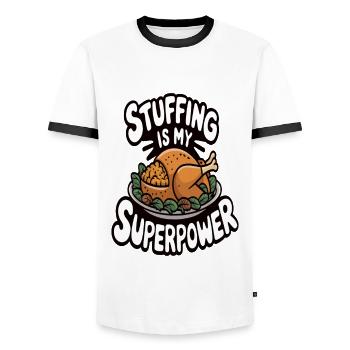 Lustiger Thanksgiving Truthahn - Männer Kontrast-T-Shirt - Weiß/Schwarz - Vorne - AI Model Female 172 light (172cm) & AI Model Male 178 dark (178cm)