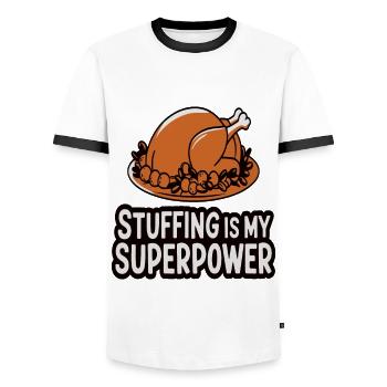 Lustiger Thanksgiving Truthahn - Männer Kontrast-T-Shirt - Weiß/Schwarz - Vorne - AI Model Female 172 light (172cm) & AI Model Male 178 dark (178cm)