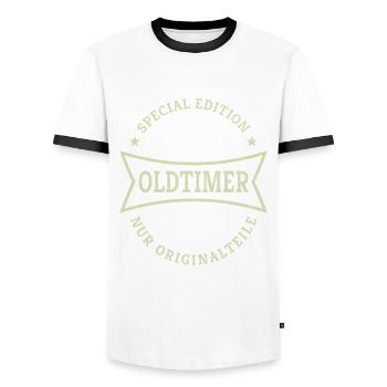 40th Birthday Vintage 1985 Classic Car 40 Years - Men's Ringer Shirt - white/black - Front - AI Model Female 172 light (172cm) & AI Model Male 178 dark (178cm)