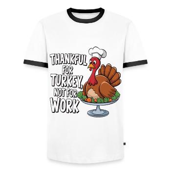 Lustiger Thanksgiving Truthahn - Männer Kontrast-T-Shirt - Weiß/Schwarz - Vorne - AI Model Female 172 light (172cm) & AI Model Male 178 dark (178cm)
