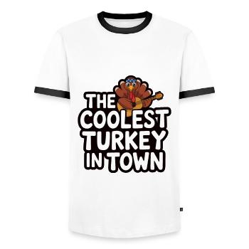 Lustiger Thanksgiving Truthahn - Männer Kontrast-T-Shirt - Weiß/Schwarz - Vorne - AI Model Female 172 light (172cm) & AI Model Male 178 dark (178cm)