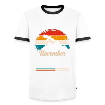 18e anniversaire Original Novembre 2007 Volume 07 - T-shirt contrasté Homme - blanc/noir - Devant - AI Model Female 172 light (172cm) & AI Model Male 178 dark (178cm)