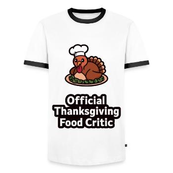 Lustiger Thanksgiving Truthahn - Männer Kontrast-T-Shirt - Weiß/Schwarz - Vorne - AI Model Female 172 light (172cm) & AI Model Male 178 dark (178cm)
