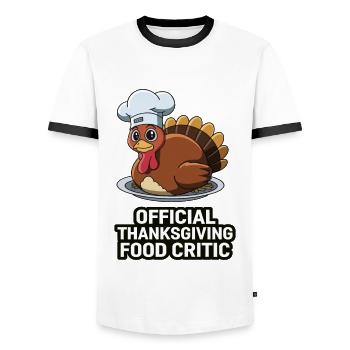 Funny Thanksgiving Turkey - Men's Ringer Shirt - white/black - Front - AI Model Female 172 light (172cm) & AI Model Male 178 dark (178cm)