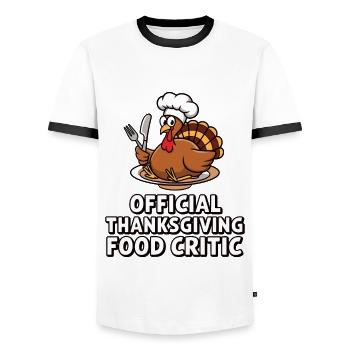 Funny Thanksgiving Turkey - Men's Ringer Shirt - white/black - Front - AI Model Female 172 light (172cm) & AI Model Male 178 dark (178cm)