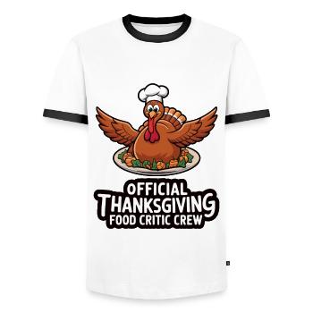 Lustiger Thanksgiving Truthahn - Männer Kontrast-T-Shirt - Weiß/Schwarz - Vorne - AI Model Female 172 light (172cm) & AI Model Male 178 dark (178cm)