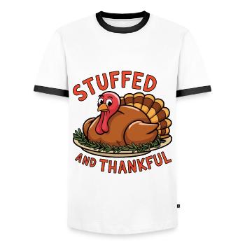 Lustiger Thanksgiving Truthahn - Männer Kontrast-T-Shirt - Weiß/Schwarz - Vorne - AI Model Female 172 light (172cm) & AI Model Male 178 dark (178cm)