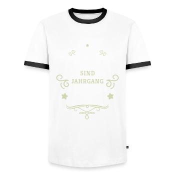 50. Geburtstag Legenden sind Jahrgang 1975 geboren - Männer Kontrast-T-Shirt - Weiß/Schwarz - Vorne - AI Model Female 172 light (172cm) & AI Model Male 178 dark (178cm)