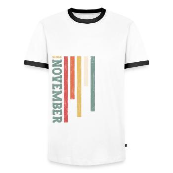 90e anniversaire Original novembre 1935 Volume 35 - T-shirt contrasté Homme - blanc/noir - Devant - AI Model Female 172 light (172cm) & AI Model Male 178 dark (178cm)