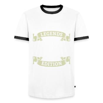 Real Legends Were Born in 1975 50th Birthday - Men's Ringer Shirt - white/black - Front - AI Model Female 172 light (172cm) & AI Model Male 178 dark (178cm)