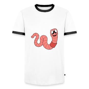 Mignon ver drôle vers de terre vers de terre - T-shirt contrasté Homme - blanc/noir - Devant - AI Model Female 172 light (172cm) & AI Model Male 178 dark (178cm)