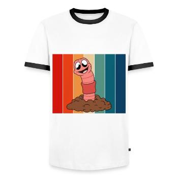 Mignon ver drôle vers de terre vers de terre - T-shirt contrasté Homme - blanc/noir - Devant - AI Model Female 172 light (172cm) & AI Model Male 178 dark (178cm)