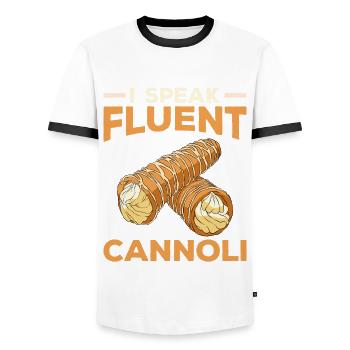 Cannoli Cannolo - Men's Ringer Shirt - white/black - Front - AI Model Female 172 light (172cm) & AI Model Male 178 dark (178cm)