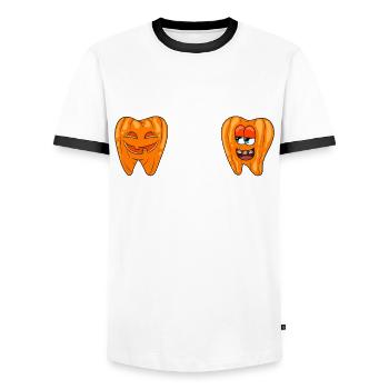 Dentiste Halloween assistant dentaire - T-shirt contrasté Homme - blanc/noir - Devant - AI Model Female 172 light (172cm) & AI Model Male 178 dark (178cm)