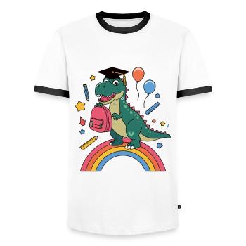100e jour d’école 100 jour d’école des enfants - T-shirt contrasté Homme - blanc/noir - Devant - AI Model Female 172 light (172cm) & AI Model Male 178 dark (178cm)