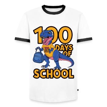 100e jour d’école 100 jour d’école des enfants - T-shirt contrasté Homme - blanc/noir - Devant - AI Model Female 172 light (172cm) & AI Model Male 178 dark (178cm)