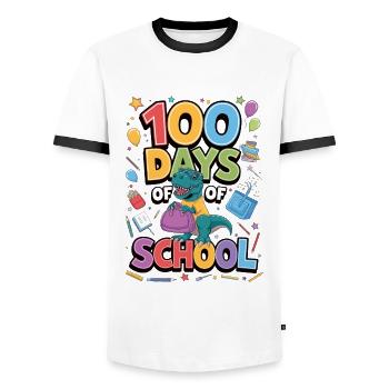 100th Day Of School 100 Day Of School Kids - Men's Ringer Shirt - white/black - Front - AI Model Female 172 light (172cm) & AI Model Male 178 dark (178cm)