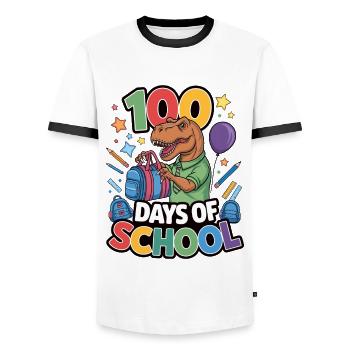 100th Day Of School 100 Day Of School Kids - Men's Ringer Shirt - white/black - Front - AI Model Female 172 light (172cm) & AI Model Male 178 dark (178cm)