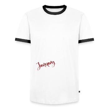 30e anniversaire Original janvier 1995 Volume 95 - T-shirt contrasté Homme - blanc/noir - Devant - AI Model Female 172 light (172cm) & AI Model Male 178 dark (178cm)