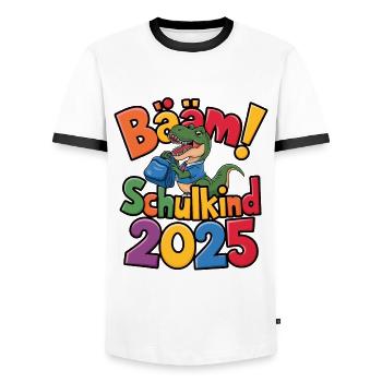 School Child 2025 School Enrollment Back to School - Men's Ringer Shirt - white/black - Front - AI Model Female 172 light (172cm) & AI Model Male 178 dark (178cm)