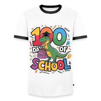 100e jour d’école 100 jour d’école des enfants - T-shirt contrasté Homme - blanc/noir - Devant - AI Model Female 172 light (172cm) & AI Model Male 178 dark (178cm)