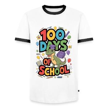 100e jour d’école 100 jour d’école des enfants - T-shirt contrasté Homme - blanc/noir - Devant - AI Model Female 172 light (172cm) & AI Model Male 178 dark (178cm)