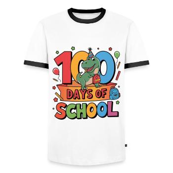 100e jour d’école 100 jour d’école des enfants - T-shirt contrasté Homme - blanc/noir - Devant - AI Model Female 172 light (172cm) & AI Model Male 178 dark (178cm)