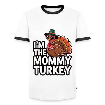 Mommy Turkey Thanksgiving - Men's Ringer Shirt - white/black - Front - AI Model Female 172 light (172cm) & AI Model Male 178 dark (178cm)
