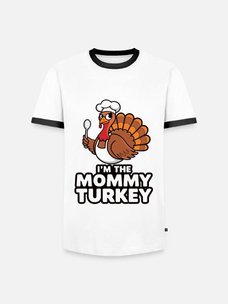 Mommy Turkey Thanksgiving - Men's Ringer Shirt - white/black