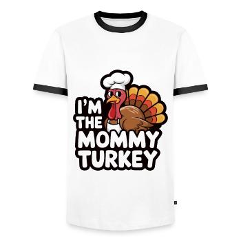 Mommy Turkey Thanksgiving - Men's Ringer Shirt - white/black - Front - AI Model Female 172 light (172cm) & AI Model Male 178 dark (178cm)
