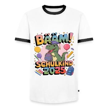 Schulkind 2025 Einschulung Schulanfang - Männer Kontrast-T-Shirt - Weiß/Schwarz - Vorne - AI Model Female 172 light (172cm) & AI Model Male 178 dark (178cm)