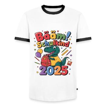Schulkind 2025 Einschulung Schulanfang - Männer Kontrast-T-Shirt - Weiß/Schwarz - Vorne - AI Model Female 172 light (172cm) & AI Model Male 178 dark (178cm)