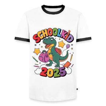 School Child 2025 School Enrollment Back to School - Men's Ringer Shirt - white/black - Front - AI Model Female 172 light (172cm) & AI Model Male 178 dark (178cm)