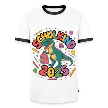 School Child 2025 School Enrollment Back to School - Men's Ringer Shirt - white/black - Front - AI Model Female 172 light (172cm) & AI Model Male 178 dark (178cm)