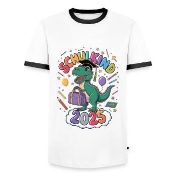 School Child 2025 School Enrollment Back to School - Men's Ringer Shirt - white/black - Front - AI Model Female 172 light (172cm) & AI Model Male 178 dark (178cm)