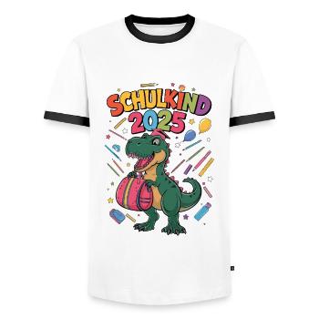 School Child 2025 School Enrollment Back to School - Men's Ringer Shirt - white/black - Front - AI Model Female 172 light (172cm) & AI Model Male 178 dark (178cm)