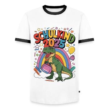 School Child 2025 School Enrollment Back to School - Men's Ringer Shirt - white/black - Front - AI Model Female 172 light (172cm) & AI Model Male 178 dark (178cm)