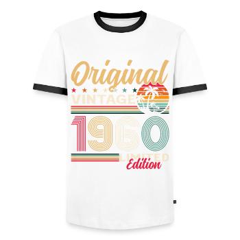 65. Geburtstag Original Jahrgang 1960 - Männer Kontrast-T-Shirt - Weiß/Schwarz - Vorne - AI Model Female 172 light (172cm) & AI Model Male 178 dark (178cm)