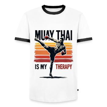 Drôle Muay Thai Boxe Muay Thai - T-shirt contrasté Homme - blanc/noir - Devant - AI Model Female 172 light (172cm) & AI Model Male 178 dark (178cm)