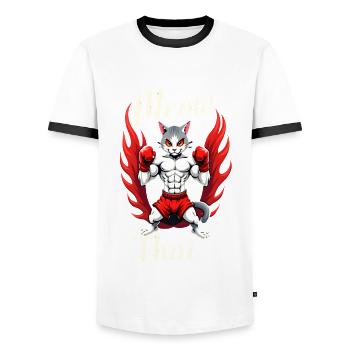 Drôle Muay Thai Boxe Muay Thai - T-shirt contrasté Homme - blanc/noir - Devant - AI Model Female 172 light (172cm) & AI Model Male 178 dark (178cm)