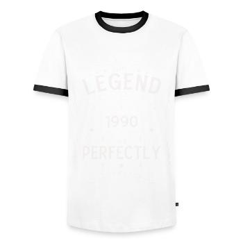 35. Geburtstag Geschenk Mann Original 1990 - Männer Kontrast-T-Shirt - Weiß/Schwarz - Vorne - AI Model Female 172 light (172cm) & AI Model Male 178 dark (178cm)