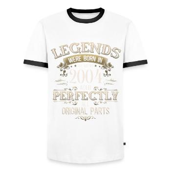 21st Birthday Gift Legend September 2004 - Men's Ringer Shirt - white/black - Front - AI Model Female 172 light (172cm) & AI Model Male 178 dark (178cm)