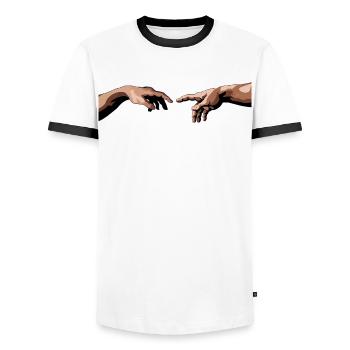 Mains entrelacées avec style artistique - T-shirt contrasté Homme - blanc/noir - Devant - AI Model Female 172 light (172cm) & AI Model Male 178 dark (178cm)