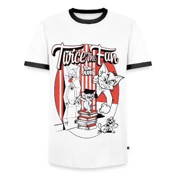 Tom And Jerry Double fun - Men's Ringer Shirt - white/black - Front - AI Model Female 172 light (172cm) & AI Model Male 178 dark (178cm)