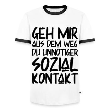 Geh mir aus dem Weg Du unnötiger Sozialkontakt - Männer Kontrast-T-Shirt - Weiß/Schwarz - Vorne - AI Model Female 172 light (172cm) & AI Model Male 178 dark (178cm)